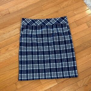 Architect Navy and White Plaid Pencil Skirt